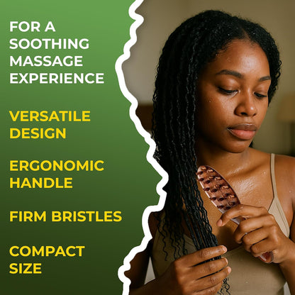 Sandalwood Dreadlocks Brush -  Natural Wooden Loc Brush with Wide Tooth Bristles for Dreads, Twists, Microlocs & Sisterlocks - Ergonomic Scalp Massage Comb for Detangling & Retwist
