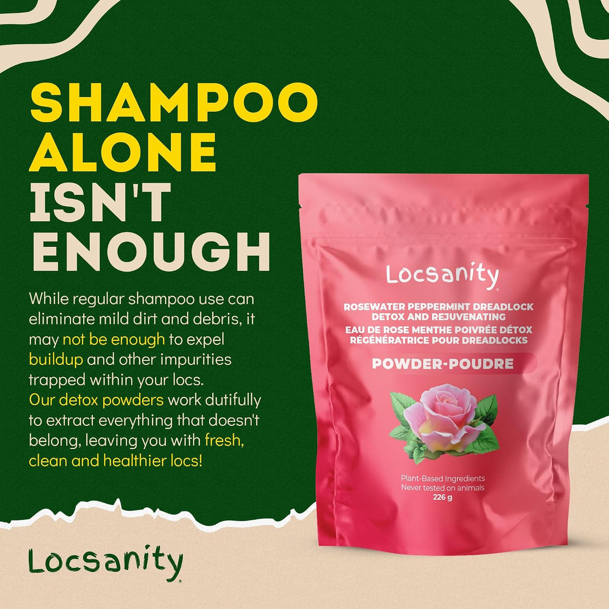 Dreadlock Hair Scalp Detox - Deep Cleansing Powder for Locs & Natural Hair - Removes Build up & Residue - Sulfate Free Clarifying Treatment - Moisturizing ACV Alternative - 8 Fl Oz