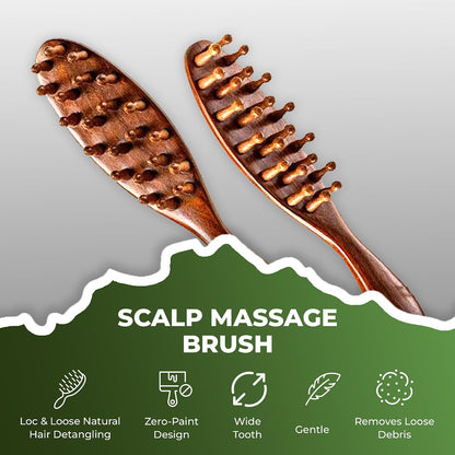 Sandalwood Dreadlocks Brush -  Natural Wooden Loc Brush with Wide Tooth Bristles for Dreads, Twists, Microlocs & Sisterlocks - Ergonomic Scalp Massage Comb for Detangling & Retwist