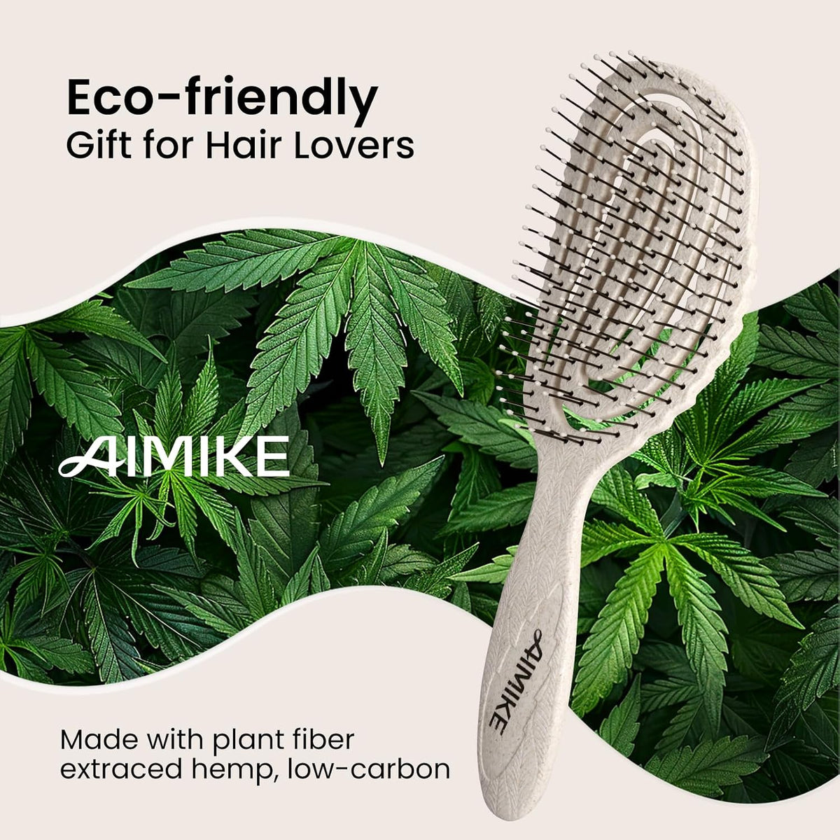 Hemp-Relax Detangling Hair Brush for Wet & Dry Hair, Beige